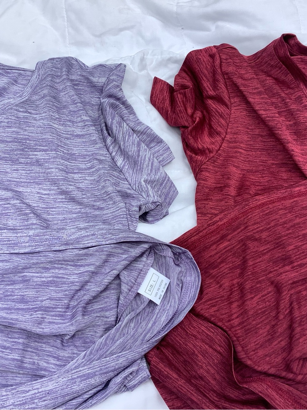 Heathered Lavender and Wine Short Sleeve Tops